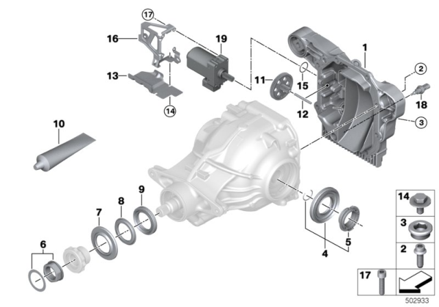 2020 BMW M340i Rear Axle Differential Separate Components Diagram