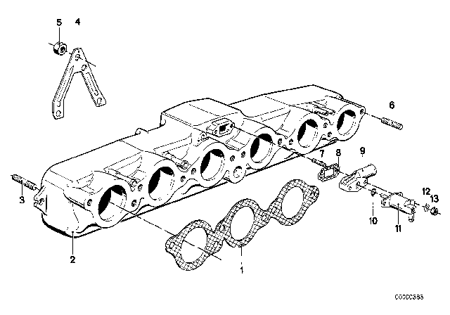 1976 BMW 530i Intake Manifold System Diagram 2