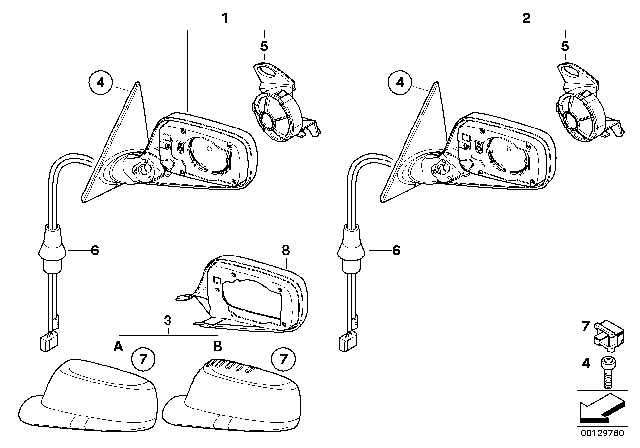 2000 BMW 323Ci Outside Mirror Diagram 2