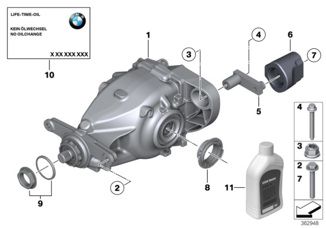 2016 BMW X3 Final Drive, Input / Output, 4-Wheel Diagram