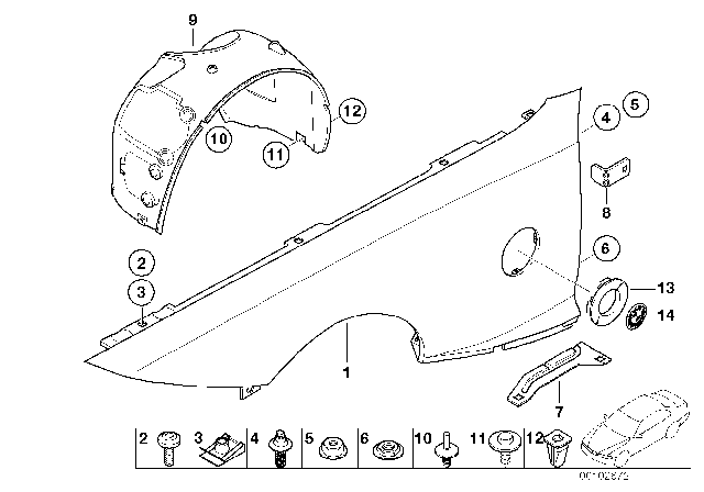 2007 BMW Z4 M Side Panel, Front Left Diagram for 41357053327