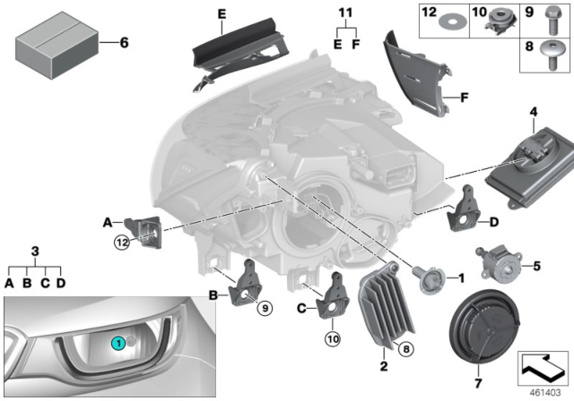 2015 BMW i3 Set, Seals, Right Diagram for 63117396334