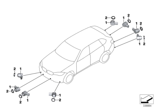 2014 BMW X5 Park Distance Control (PDC) Diagram 2