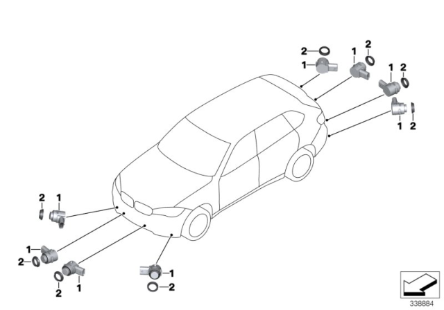 2017 BMW X5 Park Distance Control (PDC) Diagram 2