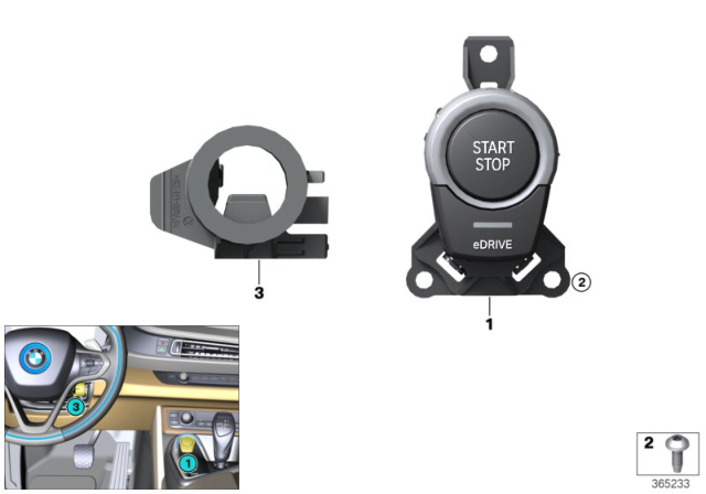 2015 BMW i8 Switch, Start / Stop, And Emergency Start Coil Diagram