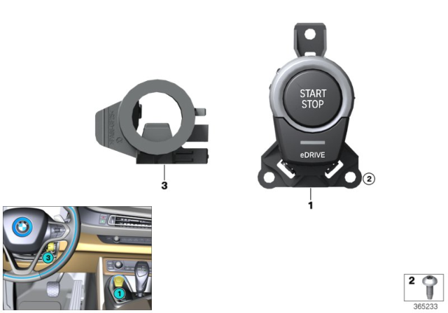 2020 BMW i8 Switch, Start / Stop, And Emergency Start Coil Diagram