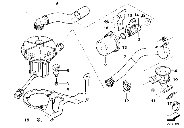 2005 BMW 530i Air Pump Control Valve Diagram for 11727553067