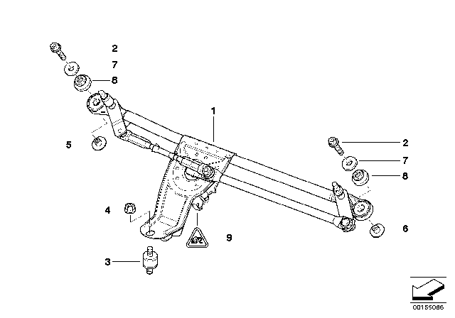 2000 BMW X5 Single Wiper Parts Diagram