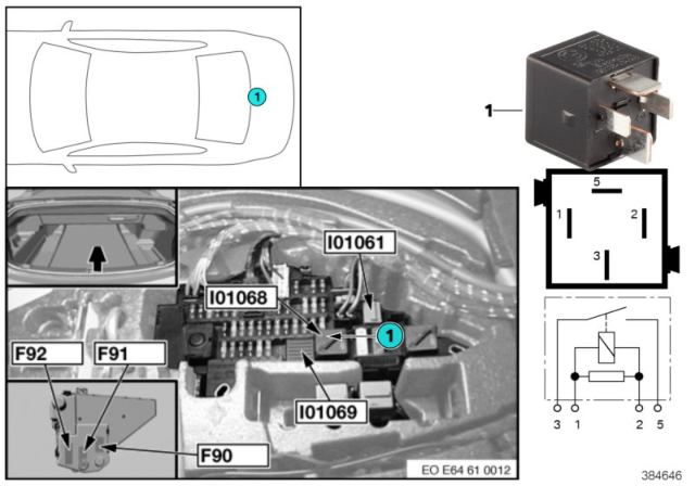 2007 BMW M6 Relay, Terminal Diagram 1