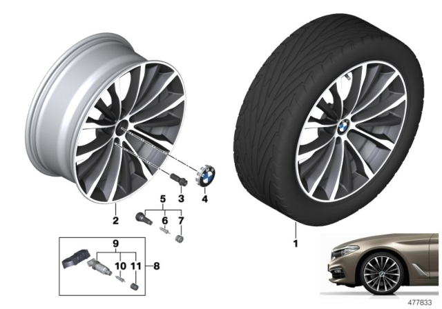 2020 BMW 540i xDrive BMW LA Wheel, W-Spoke Diagram 2