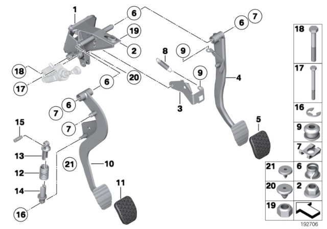 2014 BMW Z4 Pedal Assy W Over-Centre Helper Spring Diagram