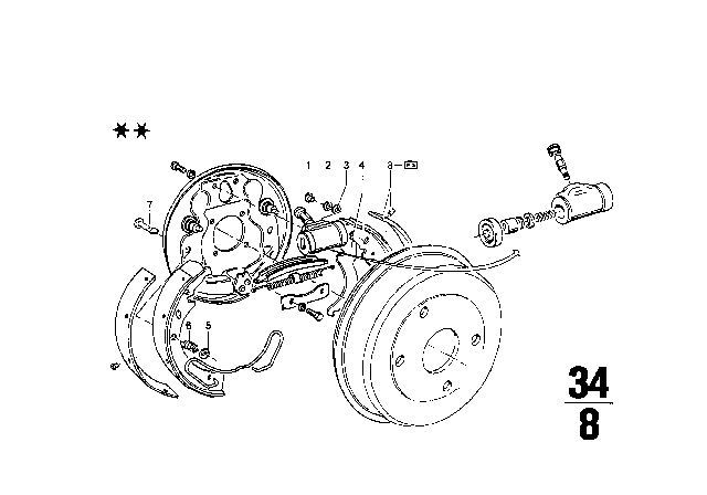 1971 BMW 2002tii Rear Wheel Brake, Drum Brake Diagram 2