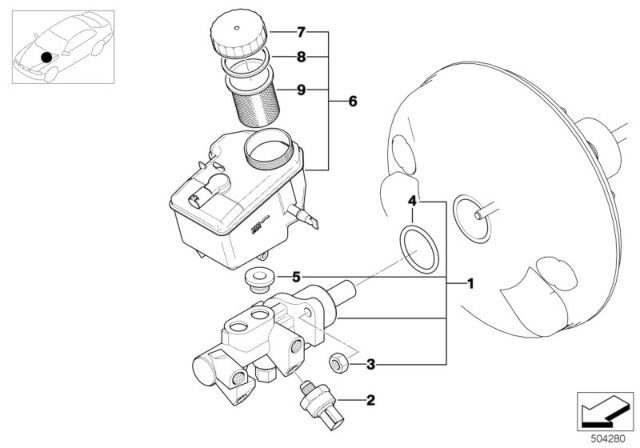 2001 BMW M3 Brake Master Cylinder Diagram 1