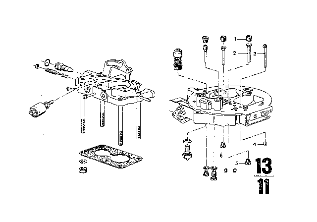 1971 BMW 3.0CS Carburetor - Nozzles / Gasket Set Carburetor Diagram 3