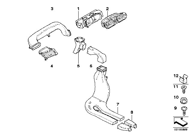 2009 BMW 650i Fresh Air Grille, Right Diagram for 64229112087