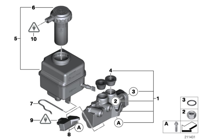 2012 BMW 750i Brake Master Cylinder / Expansion Tank Diagram