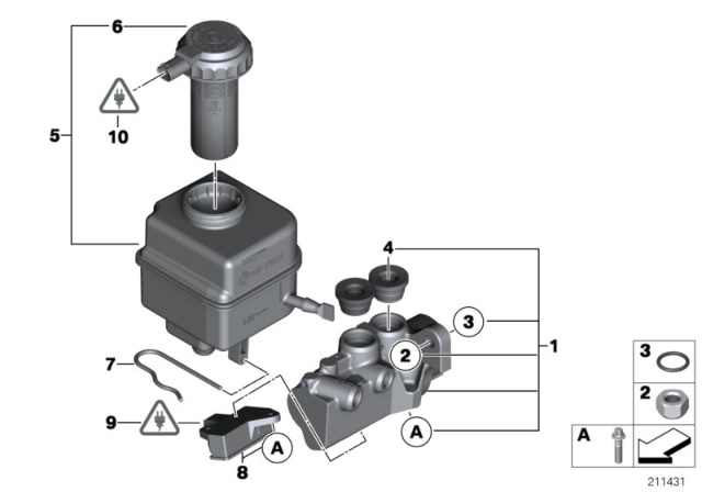 2013 BMW ActiveHybrid 7 Brake Master Cylinder / Expansion Tank Diagram