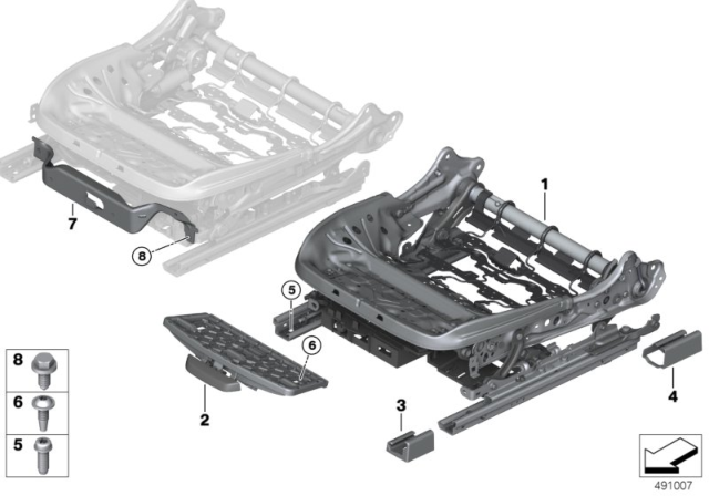 2020 BMW X3 M Seat, Front, Seat Frame Diagram