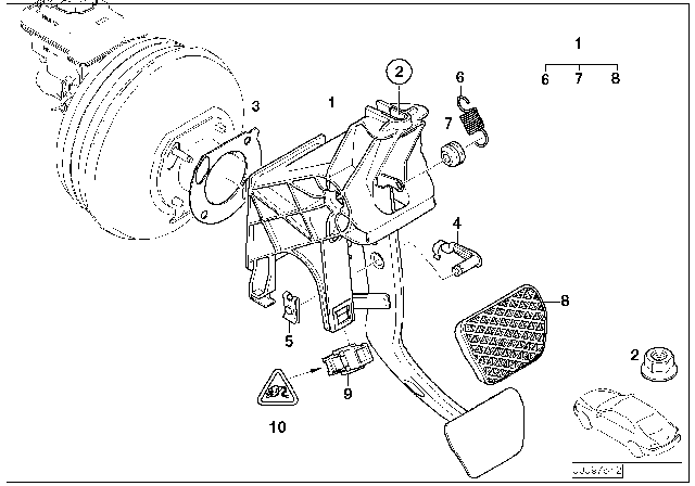 2003 BMW 760Li Pedal Assembly Diagram