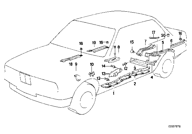 1990 BMW 525i Cable Covering Diagram