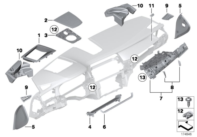 2015 BMW 750i xDrive Mounting Parts, Instrument Panel Diagram 3