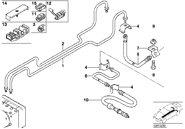 2001 BMW Z3 Rear Brake Pipe ASC Diagram