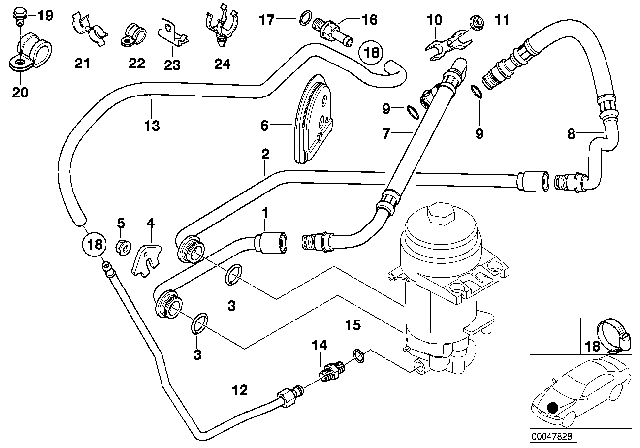 2001 BMW Z8 Lubrication System - Oil Filter, Oil Pipes Diagram