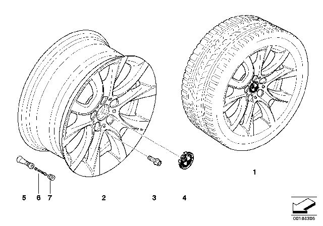 2012 BMW X6 BMW Light-Alloy Wheel, V-Spoke Diagram