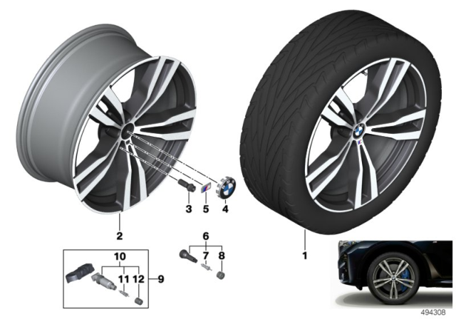 2019 BMW X7 BMW LA Wheel, Double Spoke Diagram