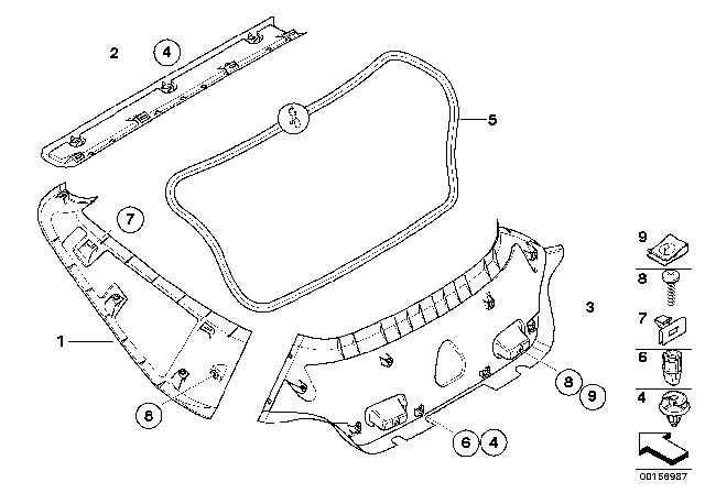 2008 BMW Z4 Left Trunk Lid Panel Trim Diagram for 51473421581