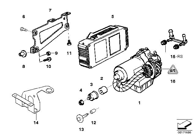 1995 BMW 325i Hydro Unit ABS / ASC / Control Unit / Support Diagram