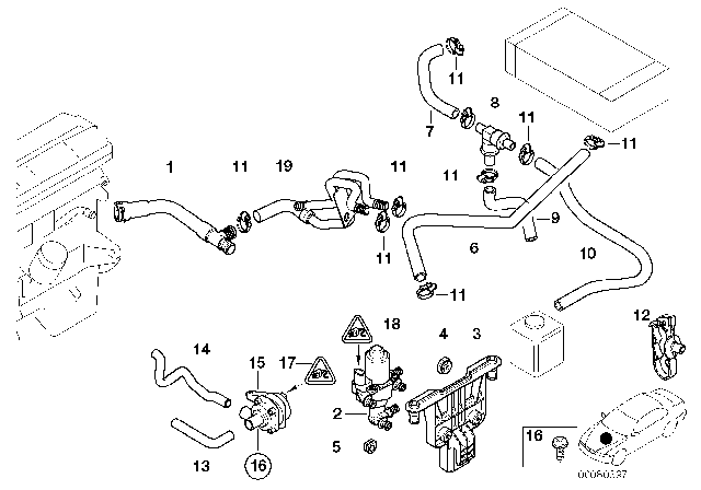 2003 BMW 525i Hose, Inlet, With Branch Piece Diagram for 64218375524