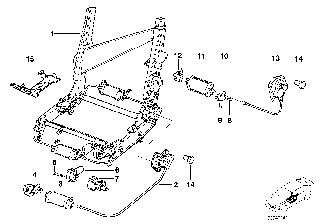 1993 BMW 850Ci Front Seat Backrest Frame Diagram