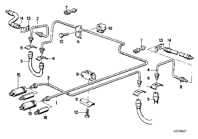 1988 BMW 635CSi Brake Pipe, Rear Diagram