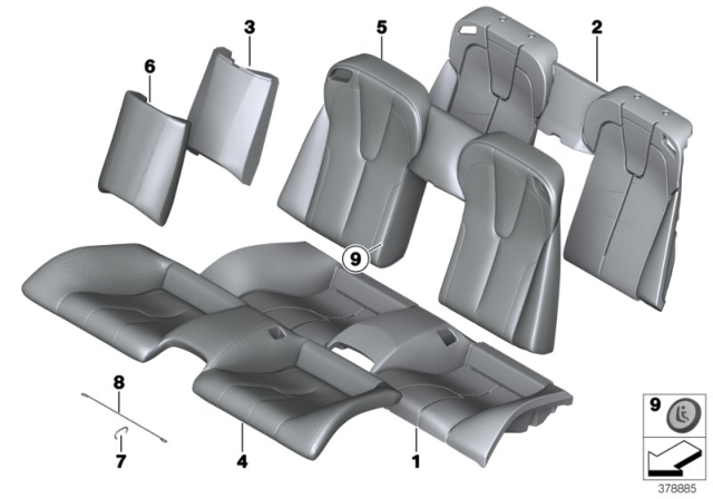 2015 BMW M6 Seat, Rear, Cushion & Cover Diagram
