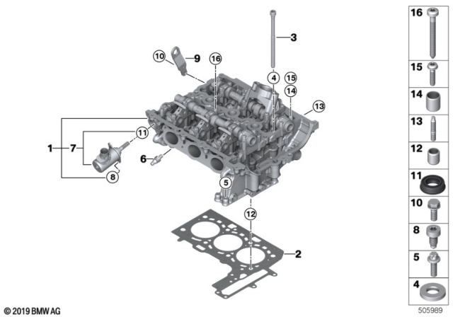 2014 BMW i8 Cylinder Head & Attached Parts Diagram