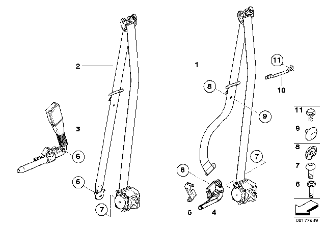 2010 BMW X5 M Lower Belt With Right Belt Tensioner Diagram for 72117161054