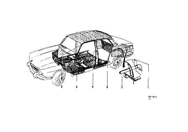 1969 BMW 2000 Front Right Sealing Betw.Door And Column Diagram for 51716654132