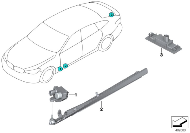 2018 BMW 640i xDrive Gran Turismo Light Carpet / Number Plate Light Diagram