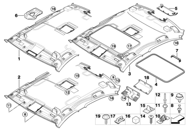 2007 BMW 328xi Headlining Diagram