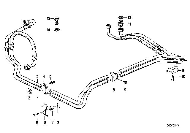 1985 BMW 735i Oil Cooling Pipe Diagram for 17221177680