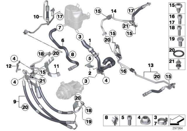 2013 BMW 760Li Power Steering / Oil Pipe Diagram