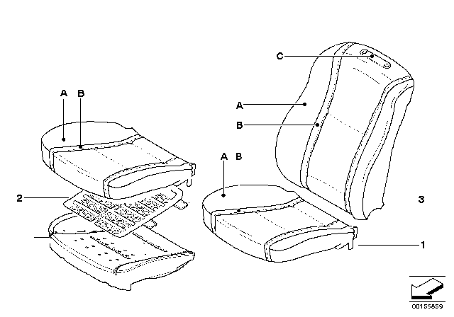 2007 BMW 750Li Basic Seat Upholstery, Leather Diagram for 52107969967