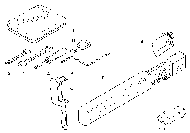 2002 BMW X5 Car Tool / Warning Triangle Diagram