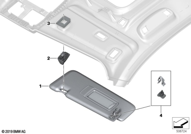 2020 BMW X7 Right Sun Visor Diagram for 51168491582