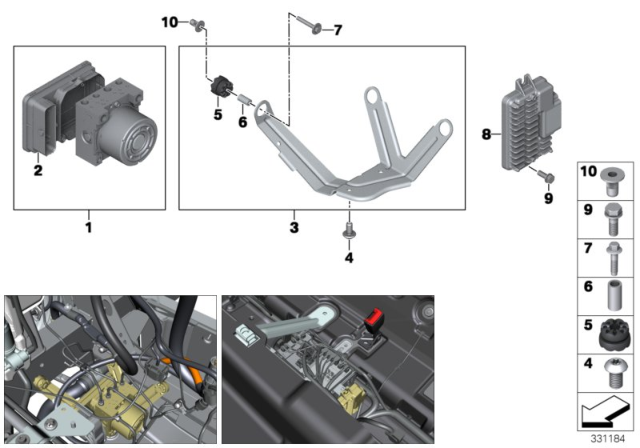 2014 BMW i3 Hydro Unit DSC / Control Unit / Fastening Diagram