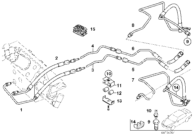 2006 BMW 750Li Pressure Hose Assy Diagram for 37106780560