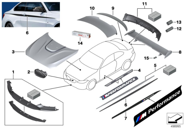 2018 BMW M240i M Performance Aerodynamics Accessories Diagram