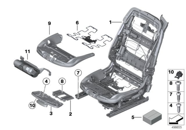 2015 BMW 640i Seat, Front, Seat Frame Diagram