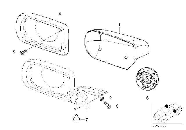 1999 BMW 750iL Outside Mirror Diagram 2